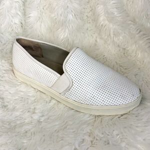 Vince Shoes White Slip On Leather Perforated Sneakers Women’s 8.5